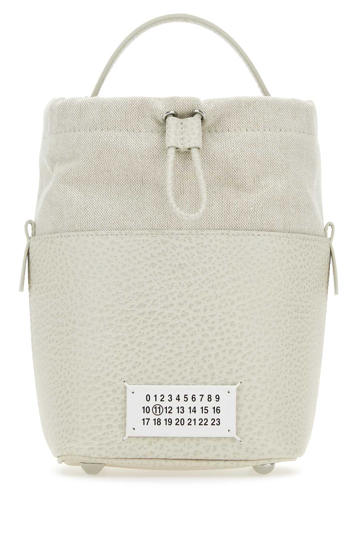 Maison Margiela Chalk Leather And Canvas Mini 5ac Bucket Bag H9677 Borse A Secchiello - Women