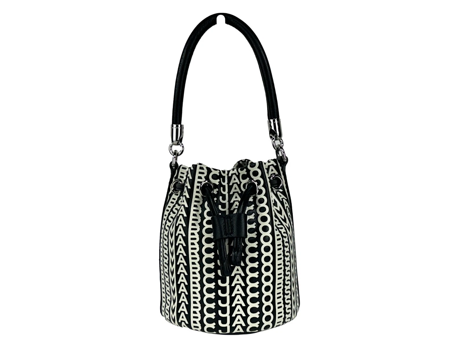 Marc Jacobs Mini Monogram Crossbody Bucket Bag Silver Leather - Women