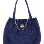 Marc Jacobs Shoulder Bag The Tote with Chain Detail and Suede Drawstring Closure in Blue for Women Blu Cow Leather - Women