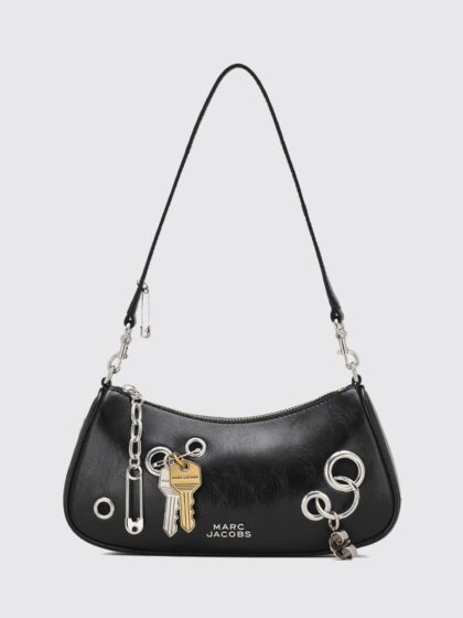 MARC JACOBS The Grommet Shoulder Bag in Smooth Leather with Embroidery and Charm