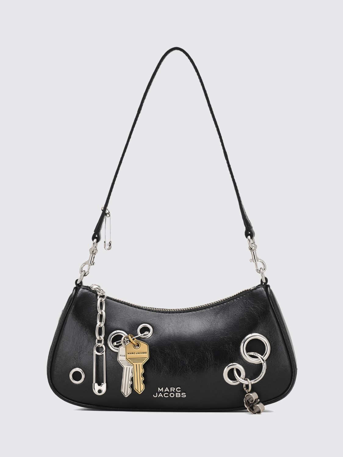 MARC JACOBS The Grommet Shoulder Bag in Smooth Leather with Embroidery and Charm