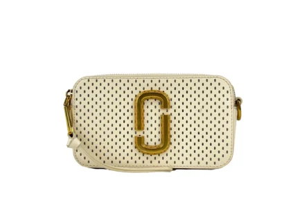 Marc Jacobs The Snapshot Perforated Crossbody Bag Gold Leather - Women