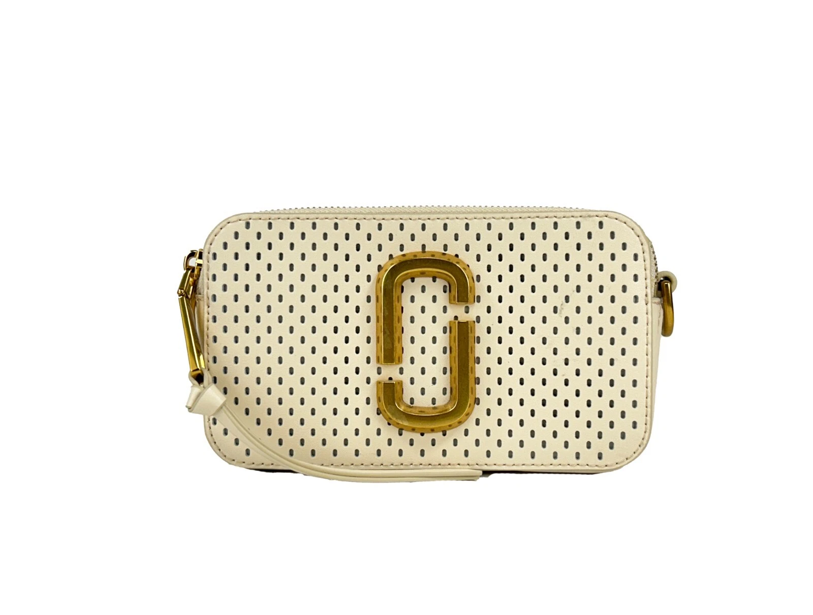 Marc Jacobs The Snapshot Perforated Crossbody Bag Gold Leather - Women