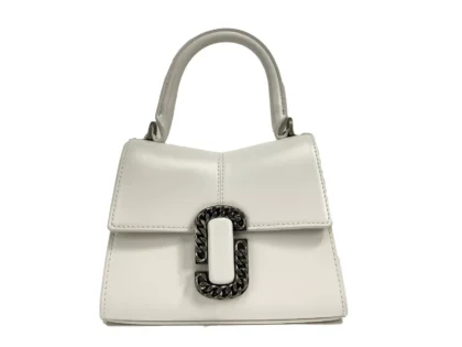 Marc Jacobs The St Mini Top Handle Satchel Crossbody Bag Silver Leather - Women