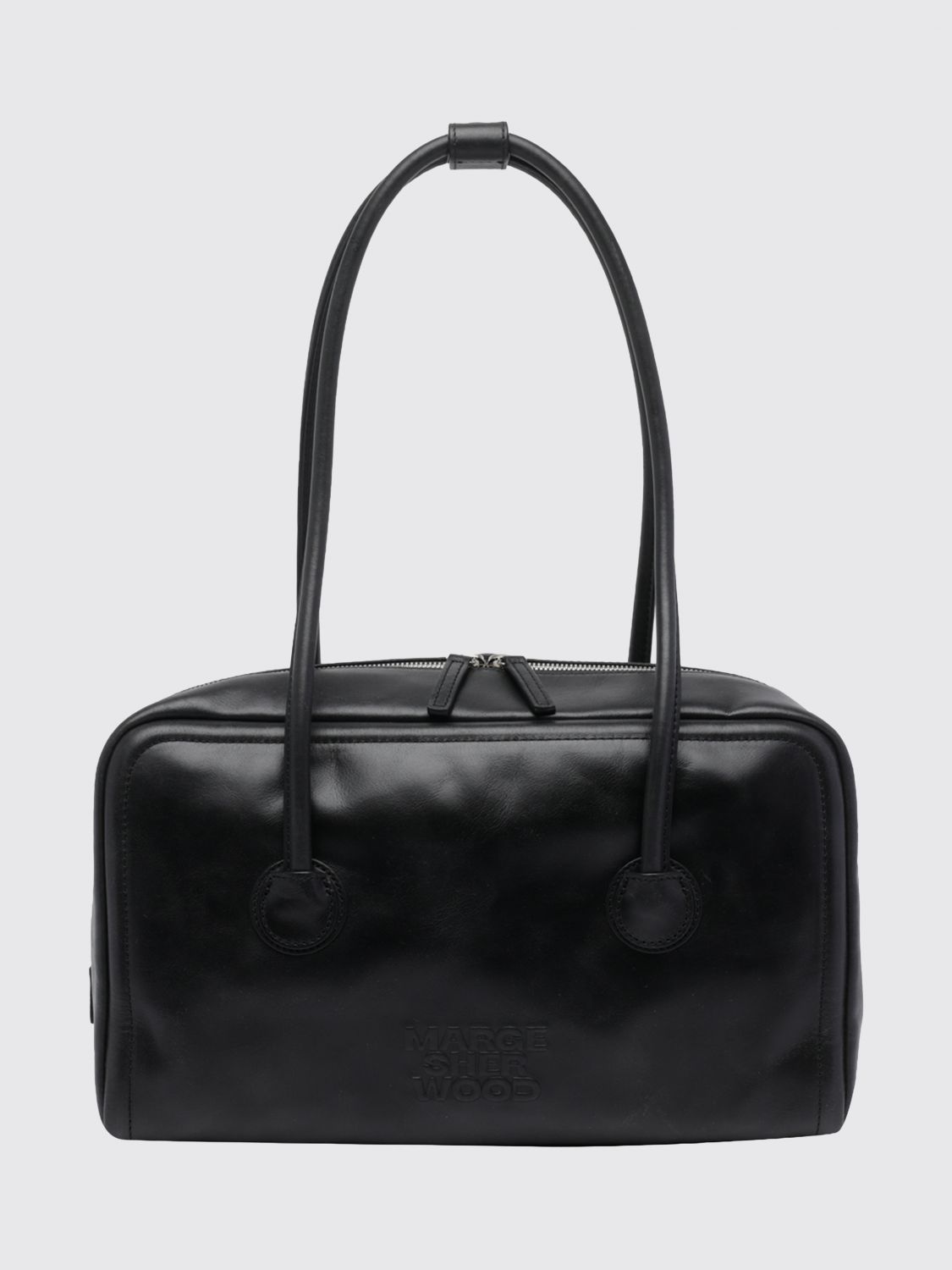 Margesherwood Boston Smooth Calfskin Leather Shoulder Bag with Double Handle