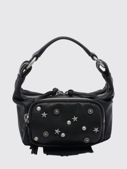 Margesherwood Mini Leather Hobo Bag with Studs, Fringes and Star Embroidery