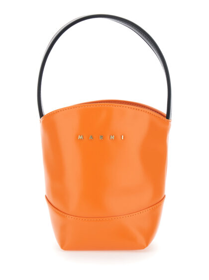 Marni Kids Crossbody Bag MARNI with Contrasting Top Handle and Lettering Logo on Front in Orange Ecoleather for Girls Polyester - Kids