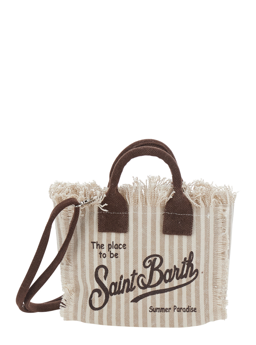 Mc2 Saint Barth Handbag Vanity Mini With Handles And Zip Closure Beige Cotton For Women Hand Bags - Women