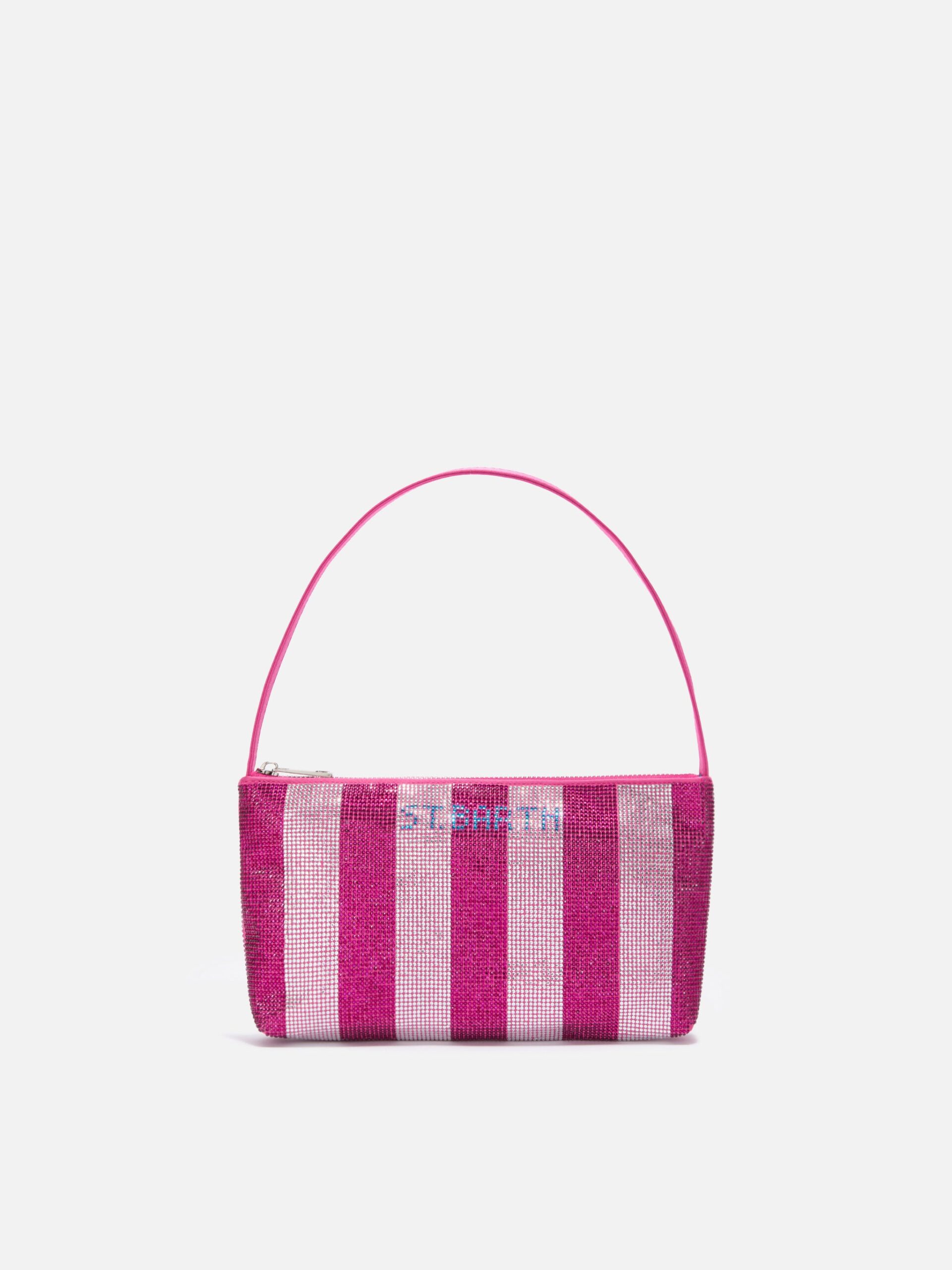 Mc2 Saint Barth Mini Bag Strassy With Pink And Silver Rhinestones Rigato - Unisex