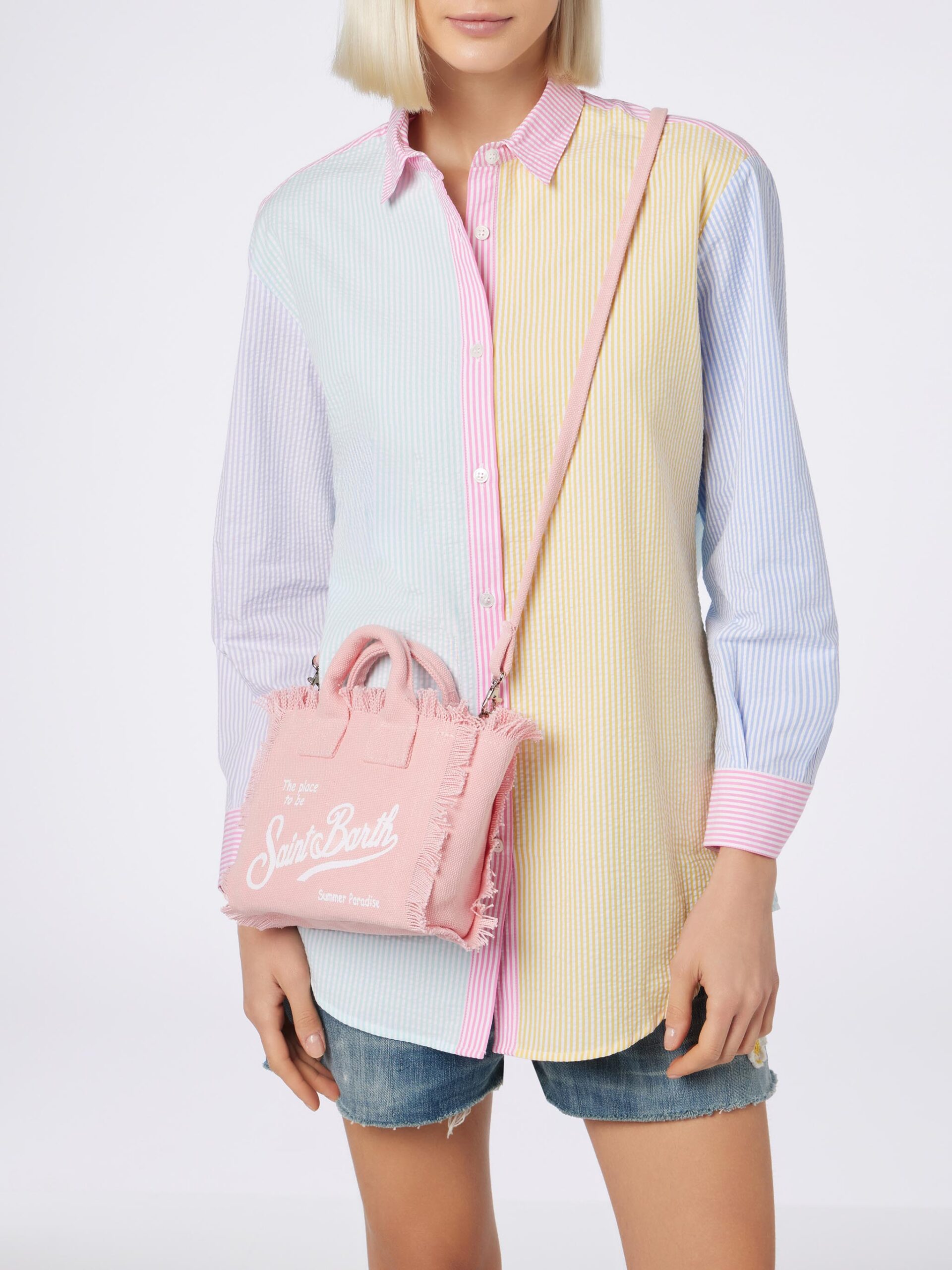 Mc2 Saint Barth Pink Cotton Canvas Mini Vanity Bag - Unisex