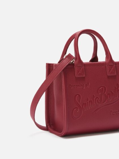 Mc2 Saint Barth Vanity Bag Mini Shoulder Burgundy Hammered Leather Red - Unisex