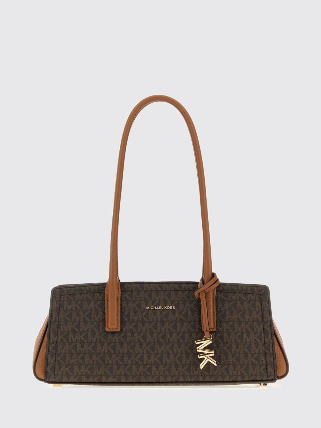 Michael Kors Laila Monogram Canvas Shoulder Bag with Logo Charm