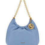 Michael Michael Kors Shoulder Bag Sm Cinch Conv Shldr Blue with Leather Details Light Cow Crossbody - Women