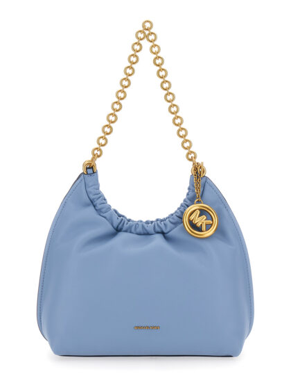 Michael Michael Kors Shoulder Bag Sm Cinch Conv Shldr Blue with Leather Details Light Cow Crossbody - Women