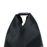 Mm6 Maison Margiela Kids Handbag with Triangular Silhouette and Numeric Logo Detail on Black Leather Handle for Girls Hand Bags - Kids