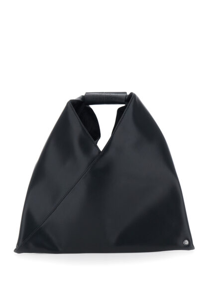 Mm6 Maison Margiela Kids Handbag with Triangular Silhouette and Numeric Logo Detail on Black Leather Handle for Girls Hand Bags - Kids