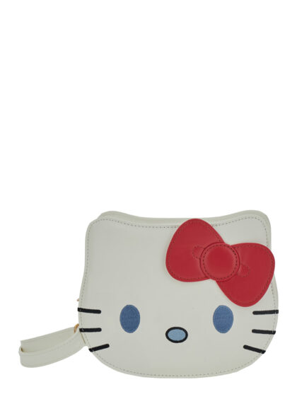 Monnalisa Kids Hello Kitty Crossbody Bag with Silhouette and Adjustable Strap in White Tech Fabric for Girls Polyurethane - Kids