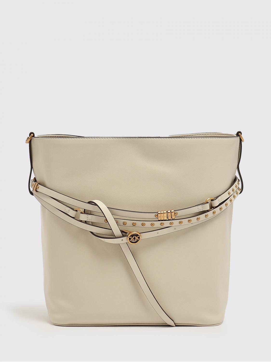 PINKO Belt Bag Leather Bucket Bag with Micro Studs