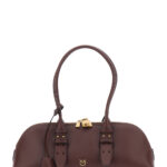 Pinko Large Bowling Horizontal Shoulder Bag with Adjustable and Removable Strap Brown Leather Lock Detail for Women Calf - Women