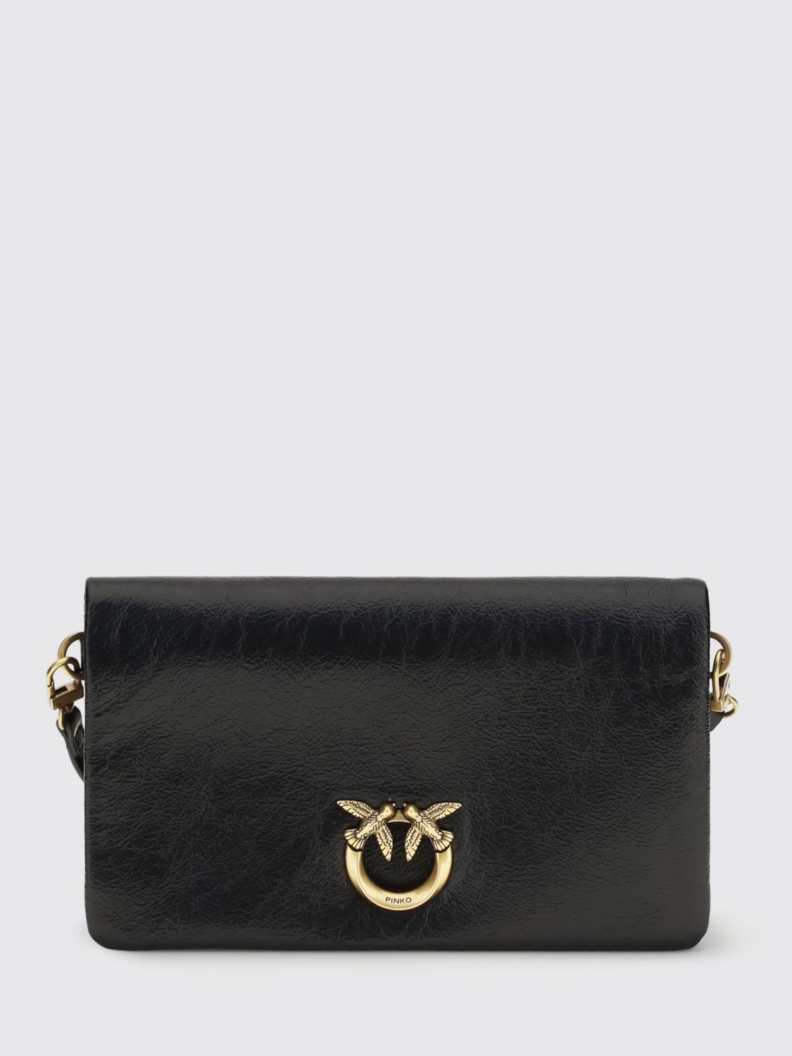 PINKO Love Bag Click Soft Horizontal Ruched Leather Bag
