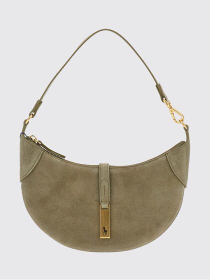 POLO RALPH LAUREN Suede Cowhide Shoulder Bag with Zip Closure