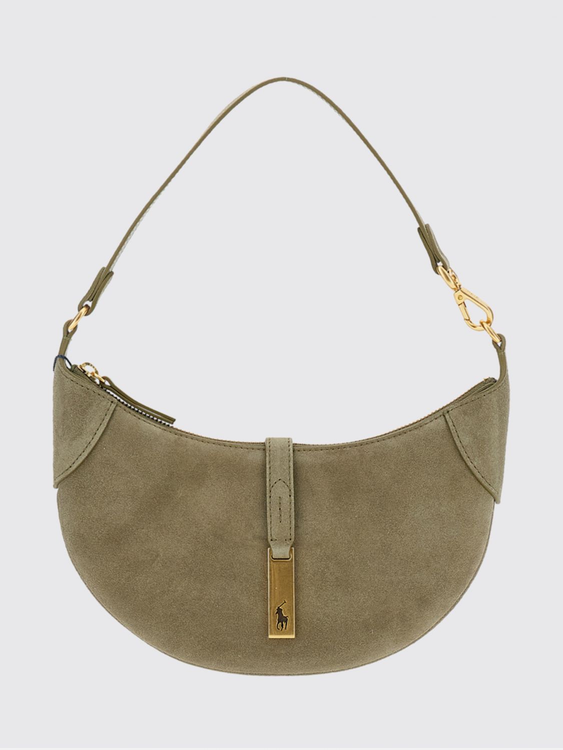 POLO RALPH LAUREN Suede Cowhide Shoulder Bag with Zip Closure