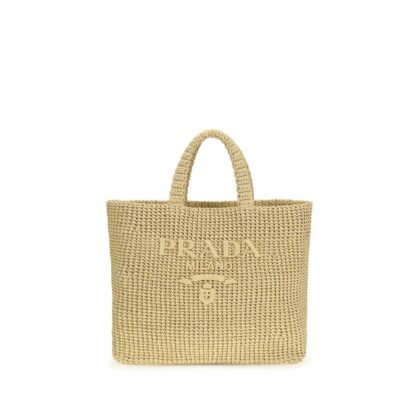 Prada Beige Raffia Shoulder Bag - Women