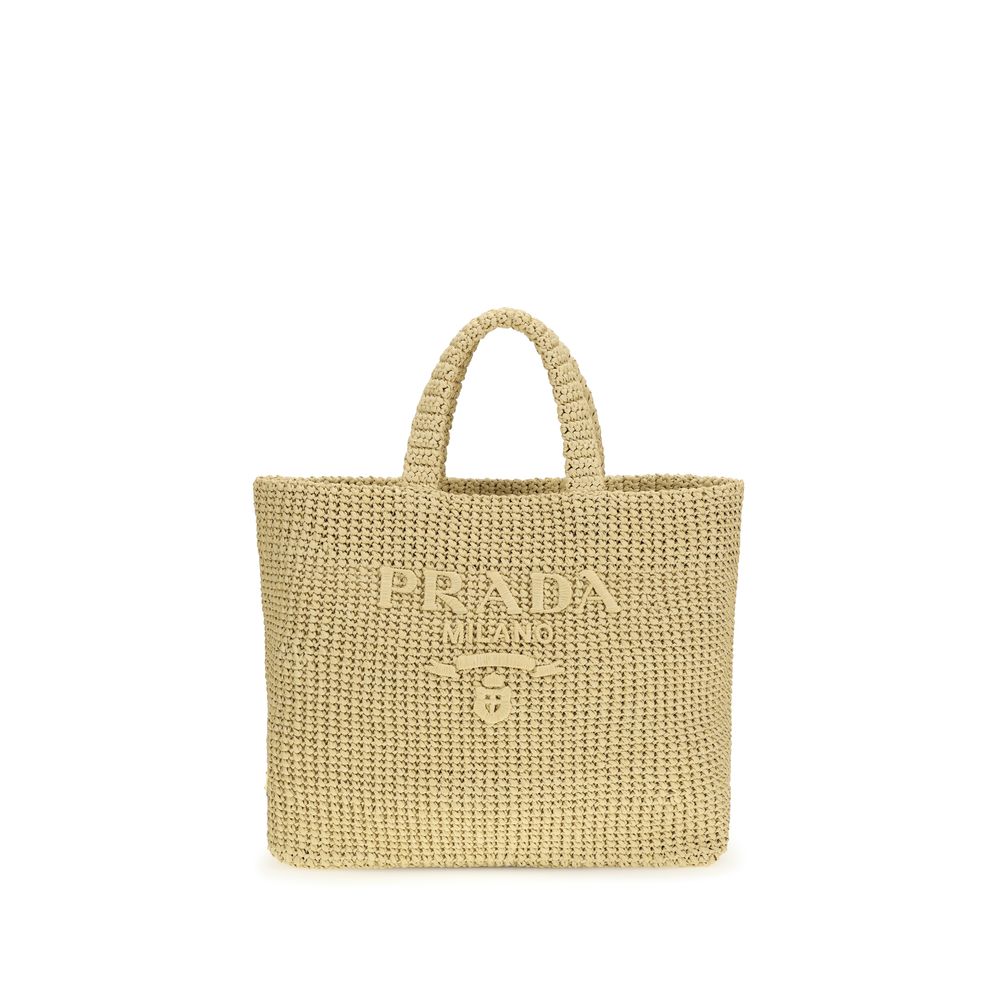Prada Beige Raffia Shoulder Bag - Women