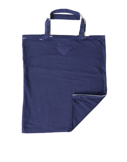 Prada Blue Jersey Fabric Logo Shoulder Shopping Tote Bag - Women