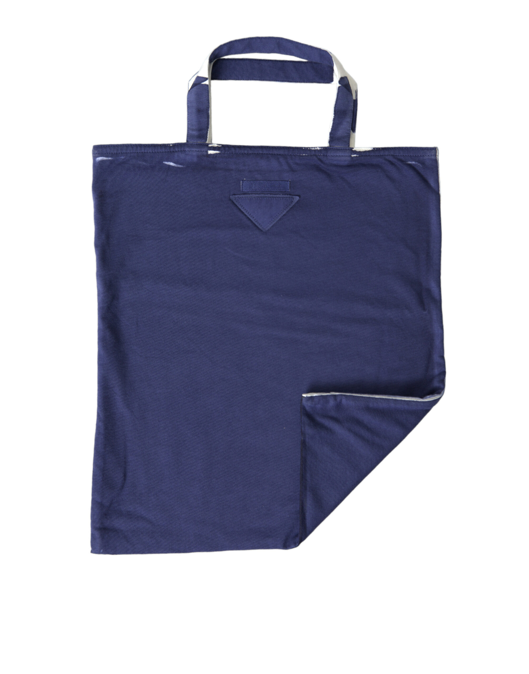 Prada Blue Jersey Fabric Logo Shoulder Shopping Tote Bag - Women