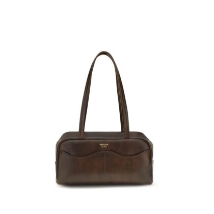 Prada Brown Calf Leather Bos Taurus Shoulder Bag - Women