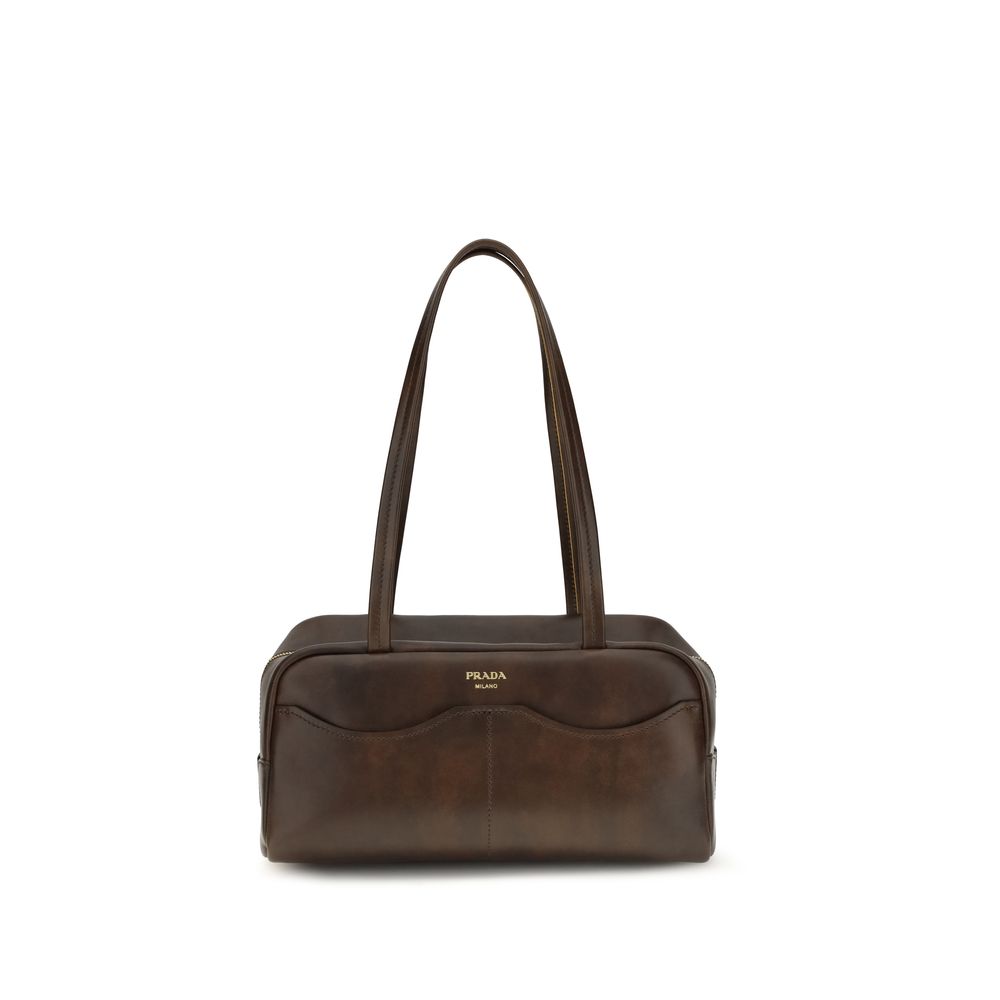 Prada Brown Calf Leather Bos Taurus Shoulder Bag - Women