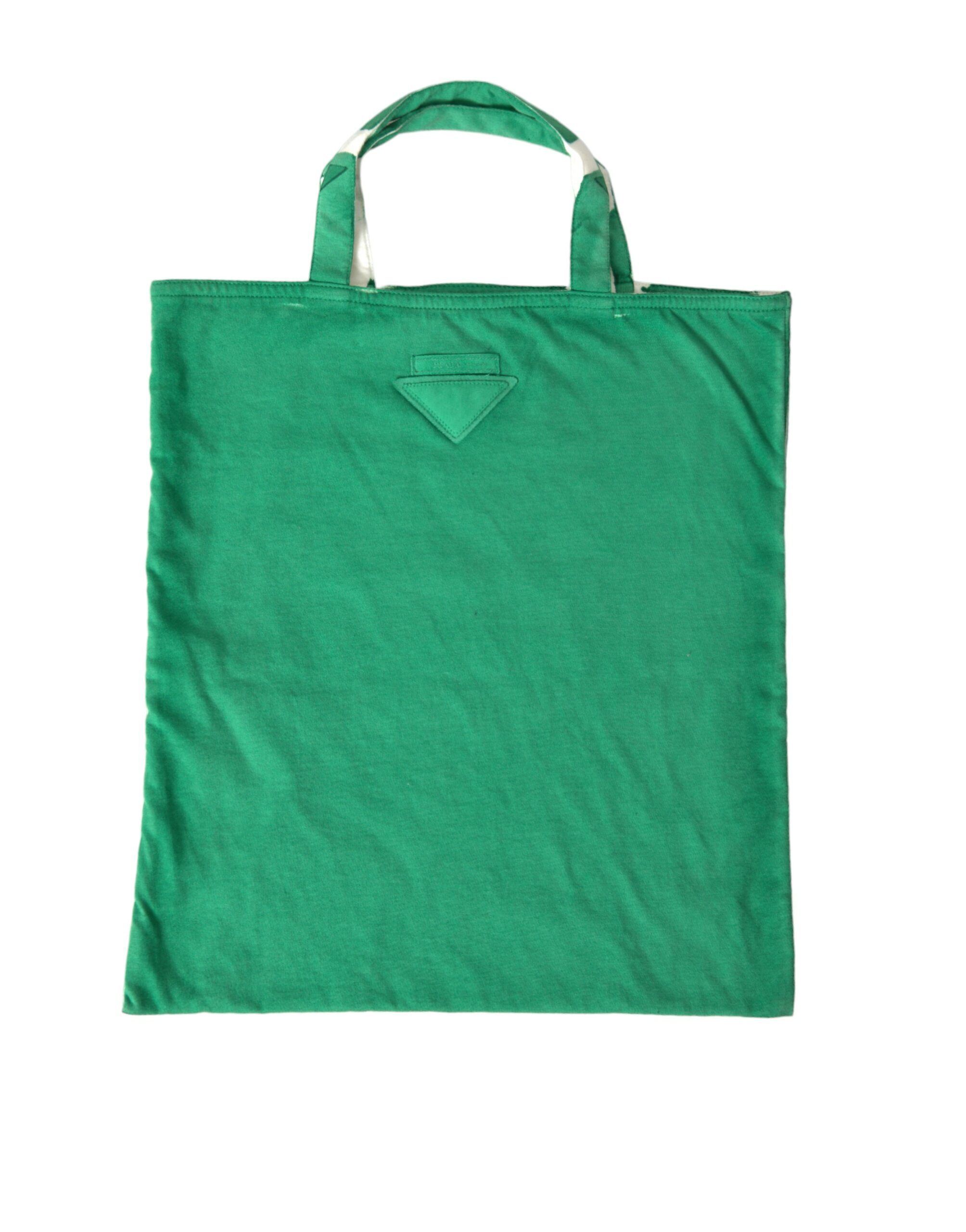 Prada Green Jersey Fabric Logo Shoulder Shopping Tote Bag - Women