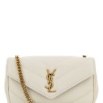 Saint Laurent Ivory Leather Mini Loulou Crossbody Bag Crema Soft Borse A Tracolla - Women
