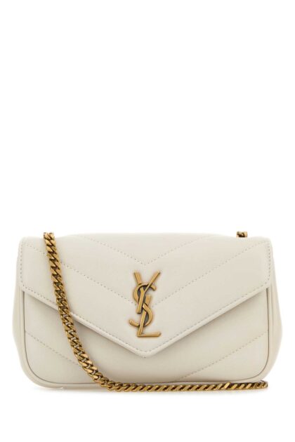 Saint Laurent Ivory Leather Mini Loulou Crossbody Bag Crema Soft Borse A Tracolla - Women