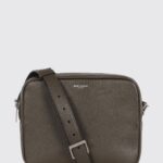 SAINT LAURENT Mini Grain de Poudre Calfskin Crossbody Bag with Logo
