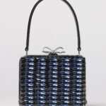 SELF-PORTRAIT Mini Bag in Brushed Leather with Set Rhinestones