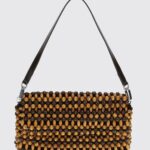 STAUD Timmy Beaded Wood Shoulder Bag with Removable Leather Handle