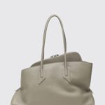 THE ATTICO La Passeggiata Asymmetrical Grained Leather Shoulder Bag