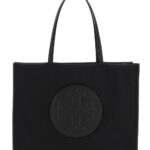 Tory Burch Ella Large Tote Bag with Tone-on-Tone Logo Detail in Black Tech Fabric for Women Nylon - Women