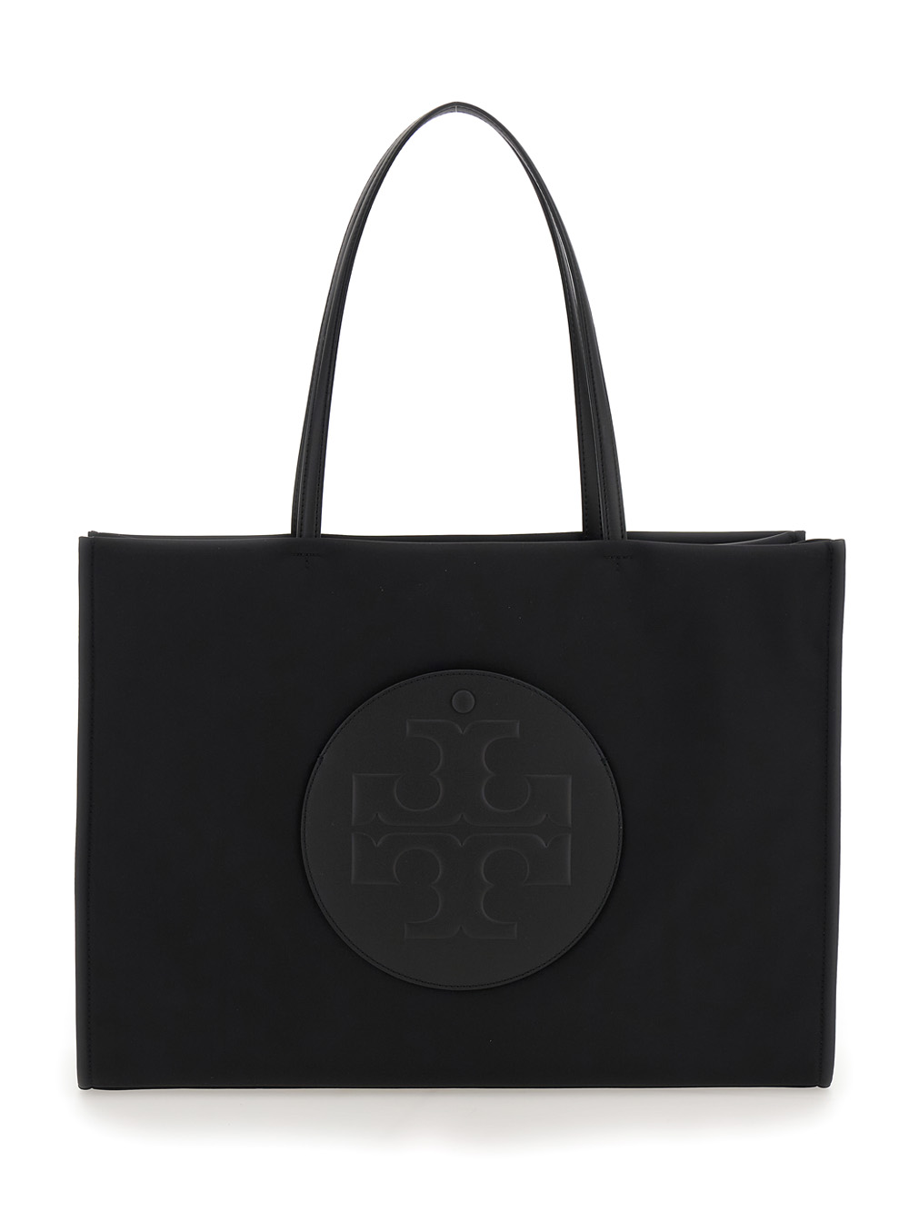 Tory Burch Ella Large Tote Bag with Tone-on-Tone Logo Detail in Black Tech Fabric for Women Nylon - Women