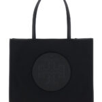 Tory Burch Ella Small Tote Bag with Two Top Handles and Maxi Logo Printed on Front in Black Fabric for Women Nylon - Women