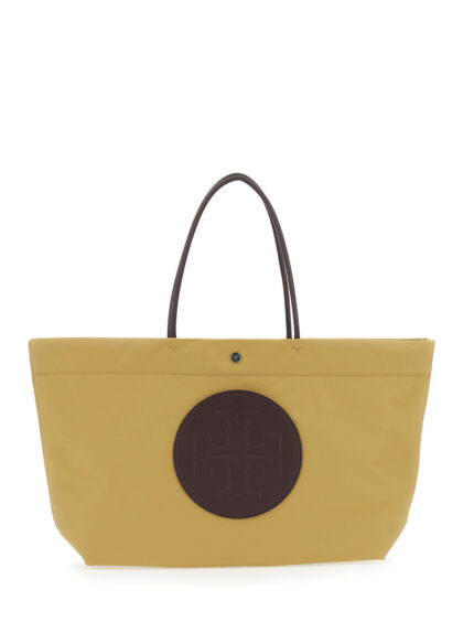 Tory Burch Ella Twist Tote Bag with Two Top Handles and Logo on Front in Yellow Ecoleather for Women Polyamide - Women