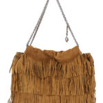 Tory Burch Fleming Brown Shoulder Bag With Chain Strap And Fringe Design In Suede Woman - Women