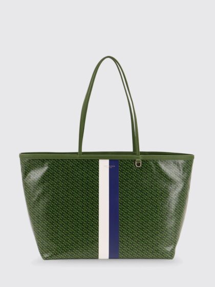 TORY BURCH Racer Tote Bag in Coated Cotton with All Over Monogram