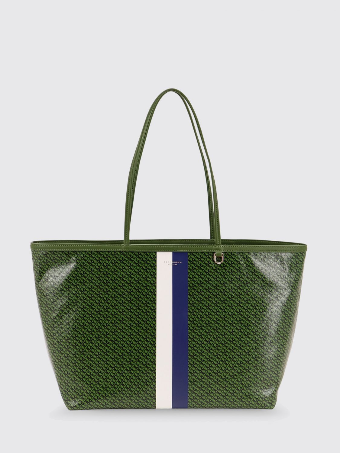 TORY BURCH Racer Tote Bag in Coated Cotton with All Over Monogram