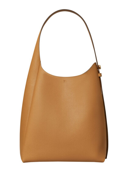 Tory Burch Shoulder Bag Rony with Thin Strap and Logo Button in Beige Leather for Women Cow - Women