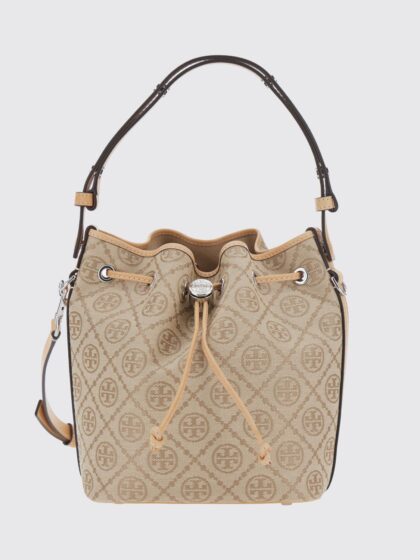 TORY BURCH T Monogram Mini Bucket Bag in Canvas with Removable Strap