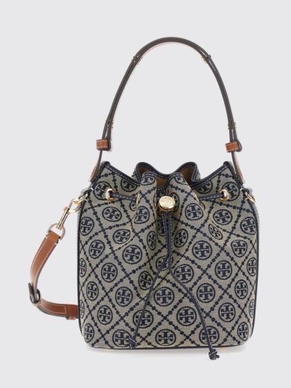 TORY BURCH T Monogram Mini Jacquard Canvas Bucket Bag with Drawstring