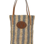 Valentino Garavani Bucket Bag Vlogo Signature Crochet Rafia Stripes-Vac. liscia-Vit. st. Nude & Neutrals Borsa - Women